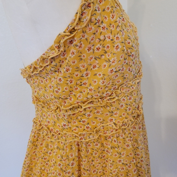 Trixxi Yellow Spaghetti Strap Mini Dress SZ L - Picture 5 of 9